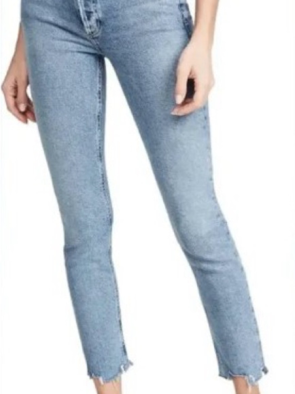 AGOLDE Nico Slim Straight Jeans Light Blue Distressed Size 27 Rooted Wash